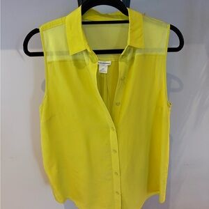 Yellow Sleeveless Button-Up Top